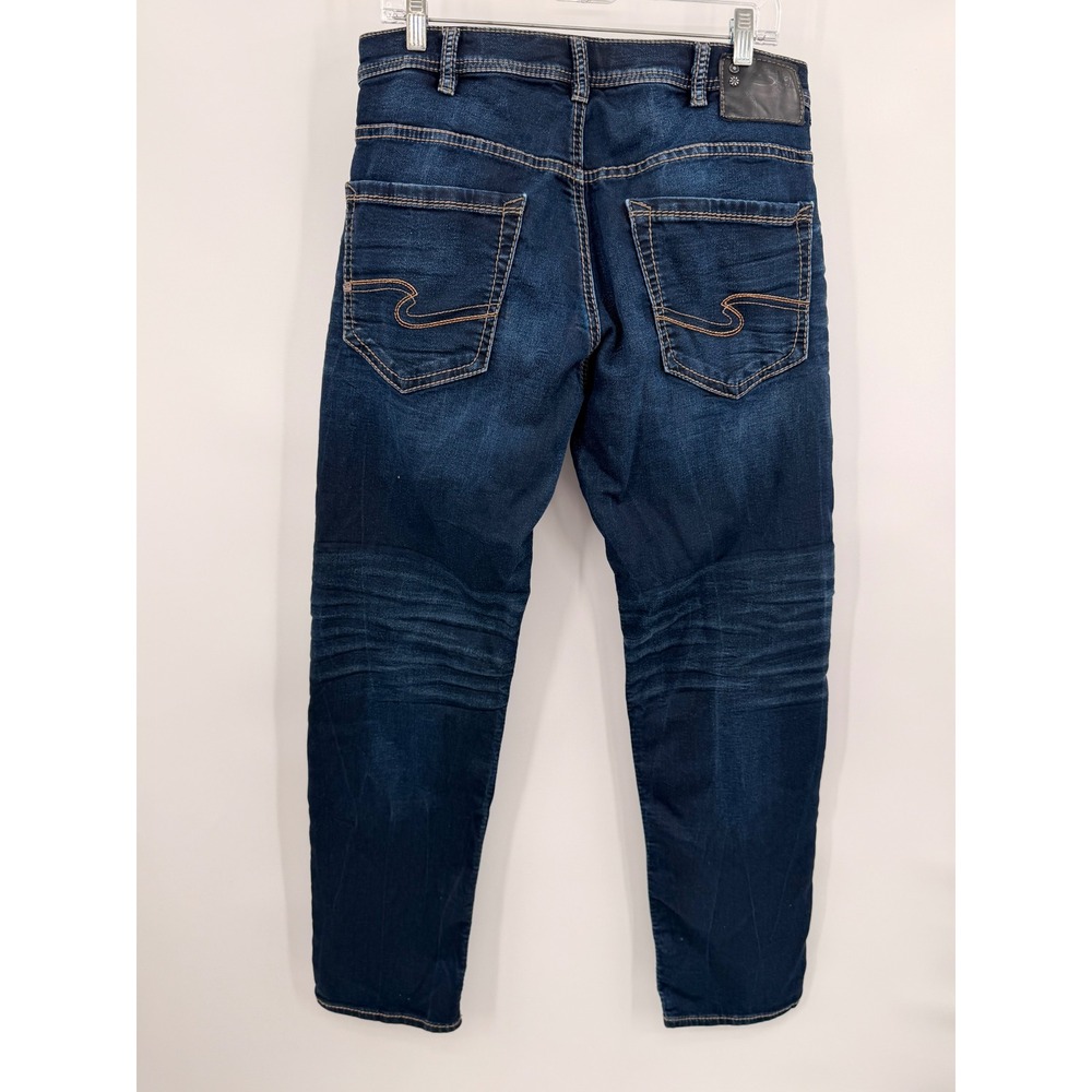 Silver Hunter Joga Jeans Mens 32x31 Actual Blue Slim Tapered Stretch Knit Denim - Picture 3 of 8